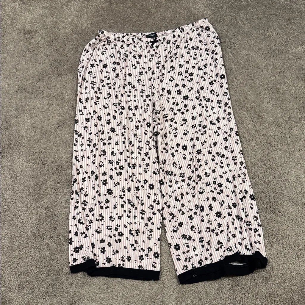 Simply Vera Vera Wang Black/Pink Floral Striped Pajama Set SIZE XXL - Image 6