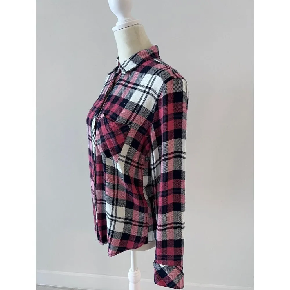 Rails HUNTER PLAID SHIRT IN MULBERRY WHITE INDIGO size XS - Image 2