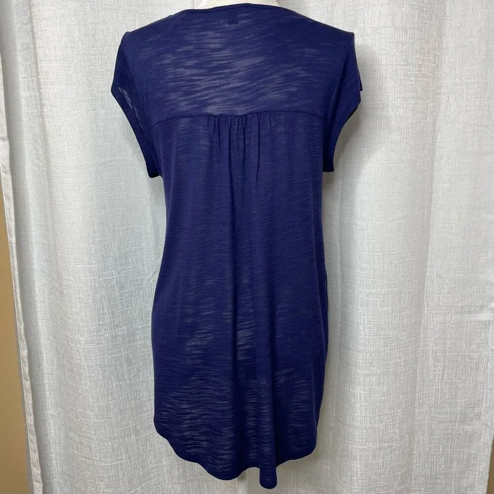 Cable & Gauge  Embroidered Slub Knit Blouse (blue) - Large - Image 3