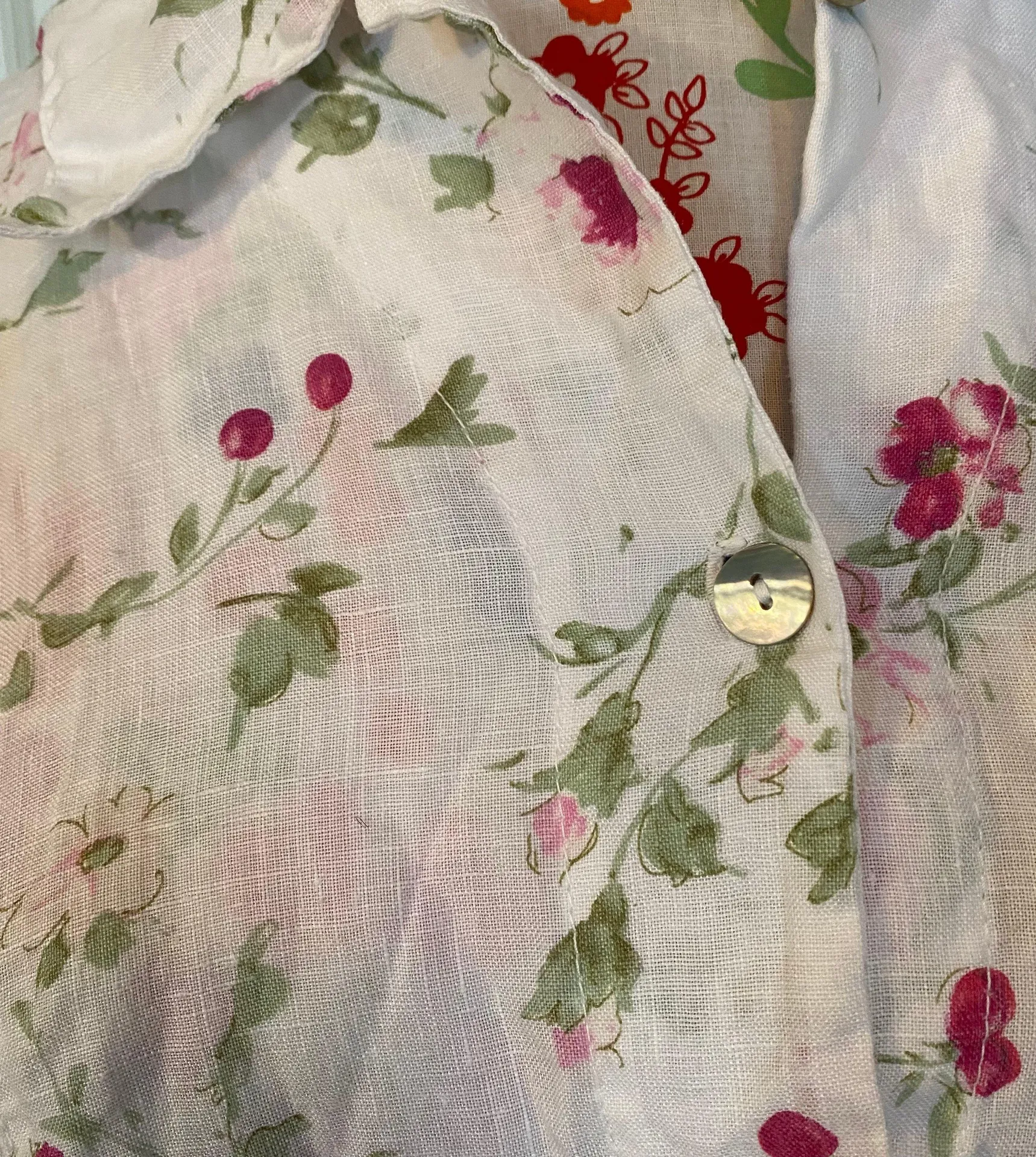 Linen Collared Floral Blouse Multi - Image 2