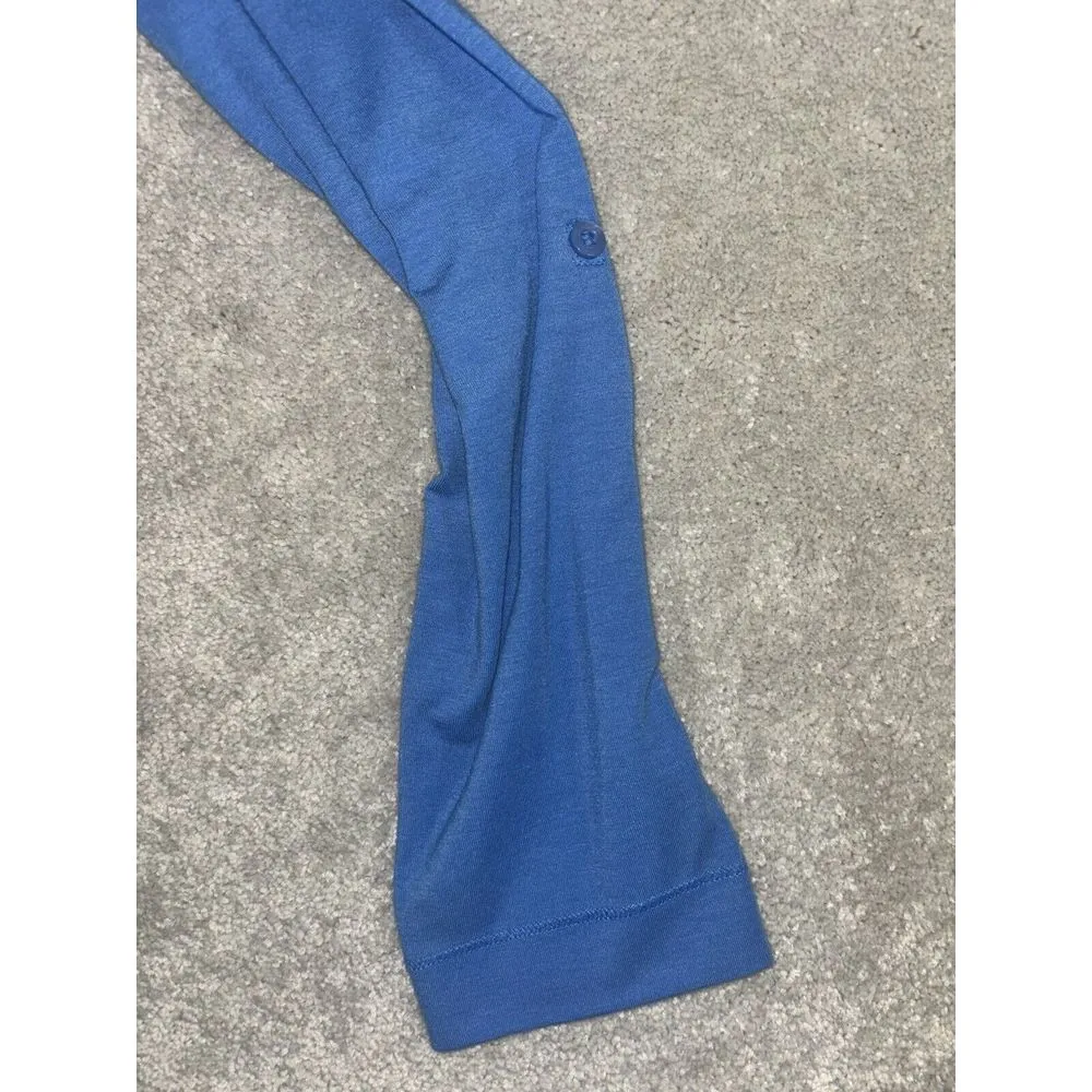 ll Bean Blue V Neck Draw String Dress‎ Pockets Split Hem EUC - Image 3