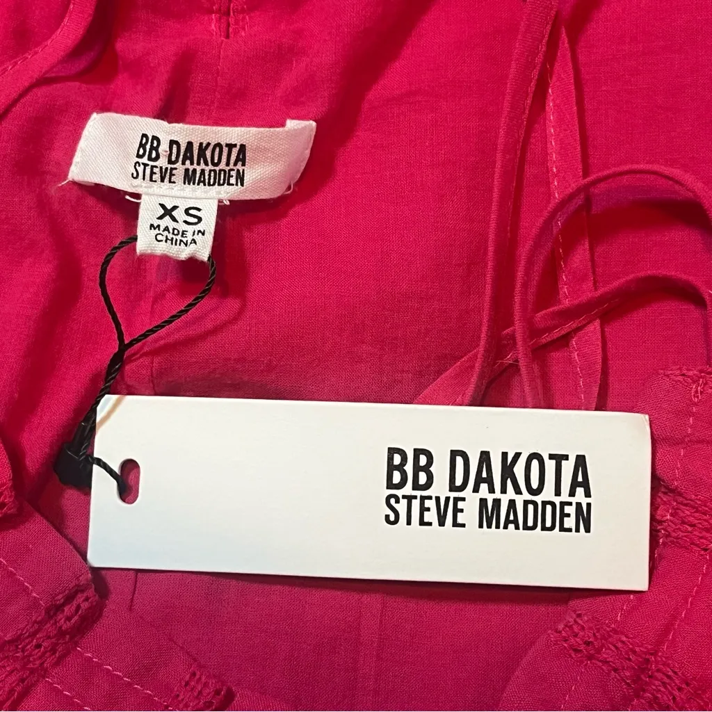 Steve Madden BB Dakota Spaghetti Strap Lined Bright Rose Pink Maxi Dress XS - Image 10