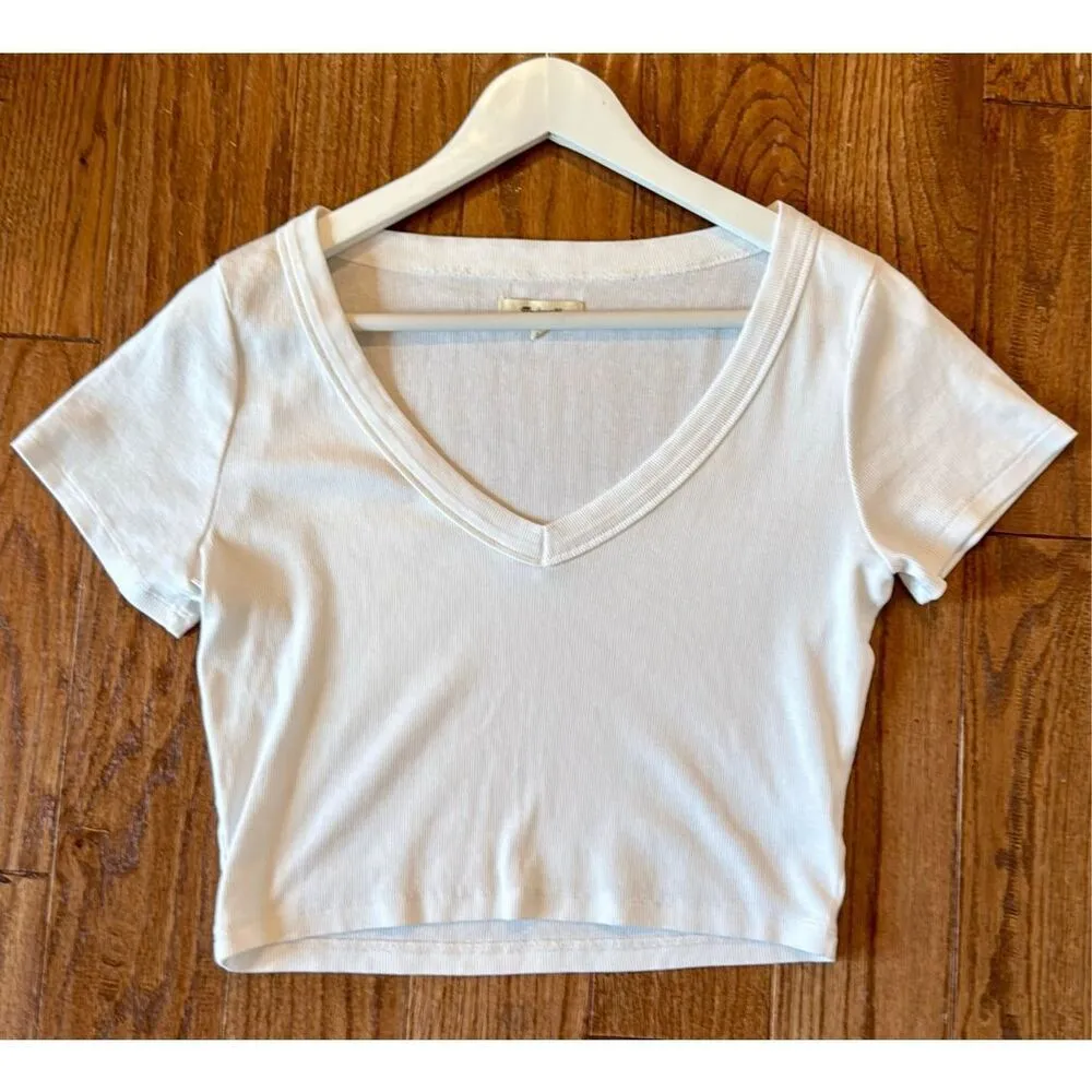 Madewell white ribbed bright side cropped tshirt size M - Image 5