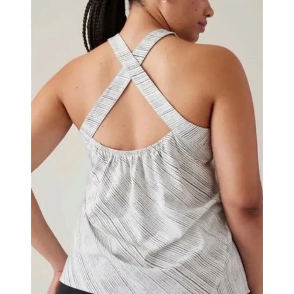 ATHLETA XS ARRIVAL TANK Size X-Small AMARA STRIPE WHITE #587950 - Image 2