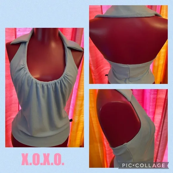 X.O.X.O powder blue Halter top (vintage 2000s) Y2K size Medium - Image 2