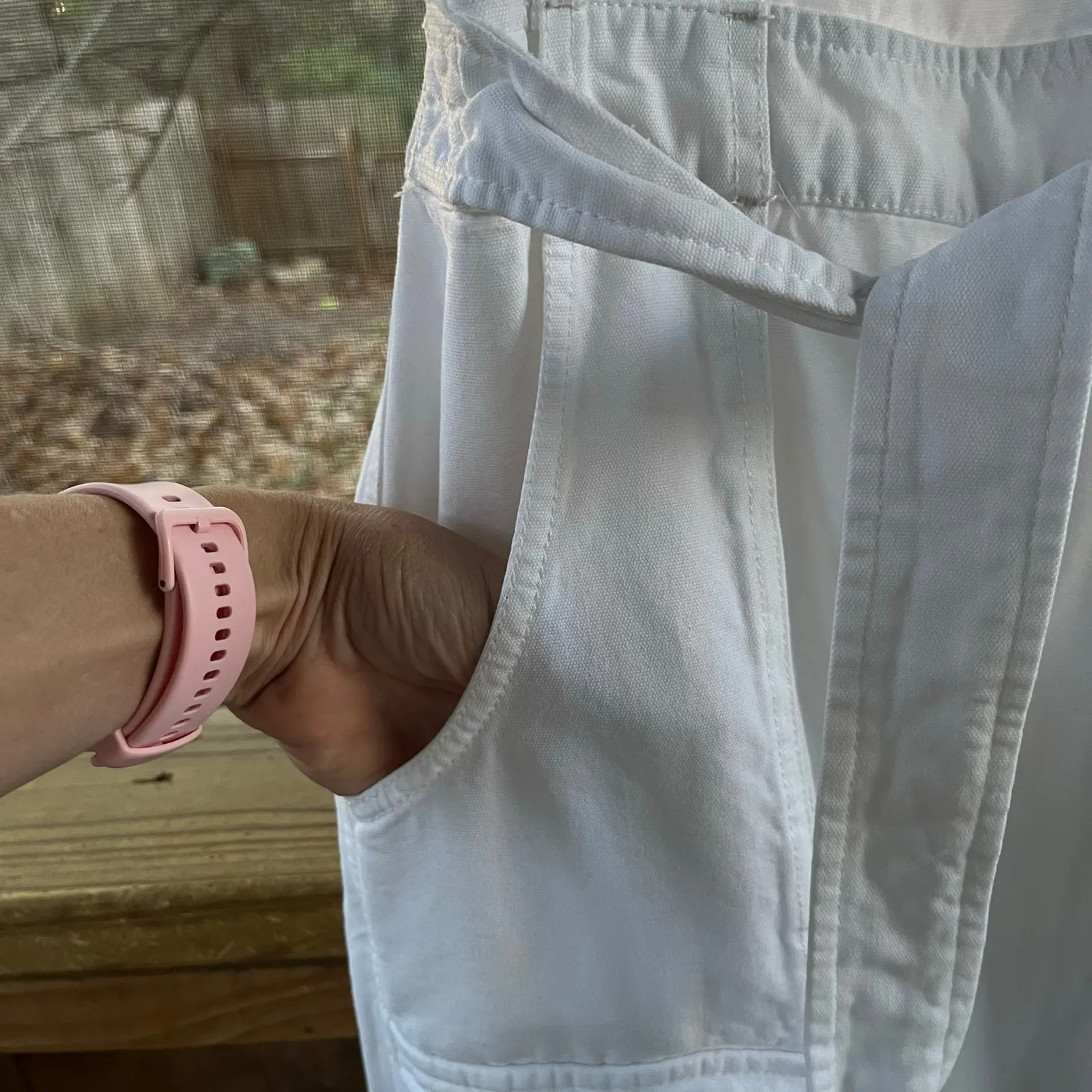 Free People Go West Utility Jumpsuit In White Denim Size M - Image 5