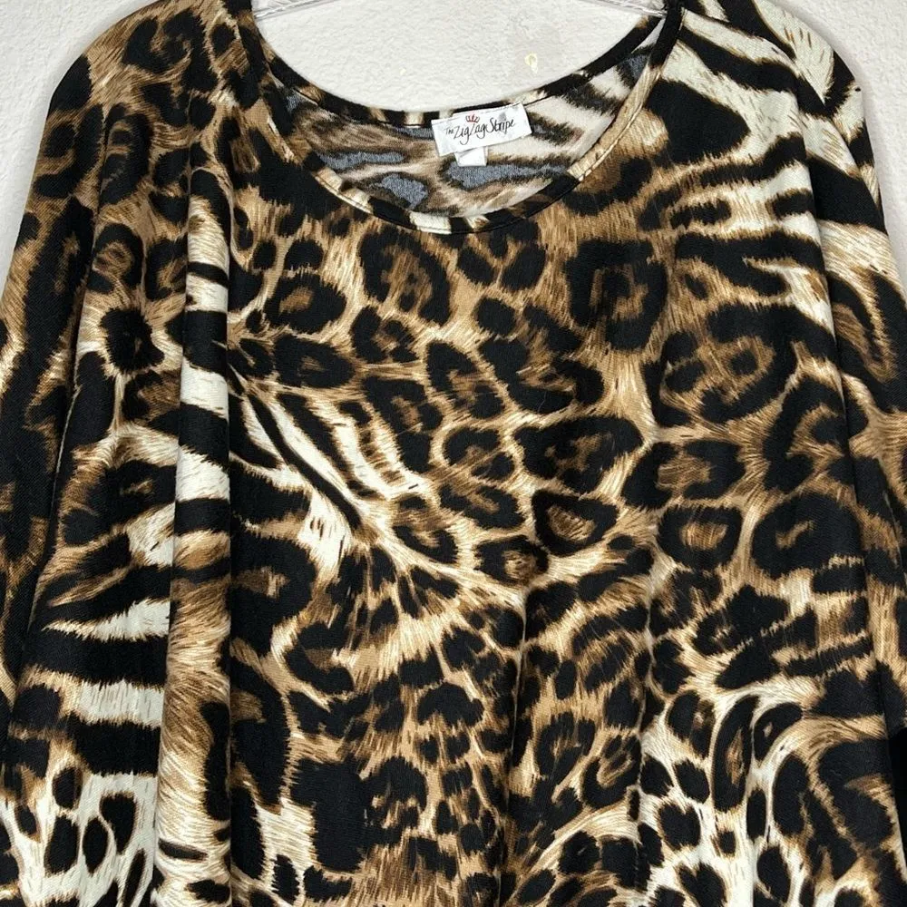 The Zig Zag Stripe Animal Print Tunic Top Size XL - Image 18