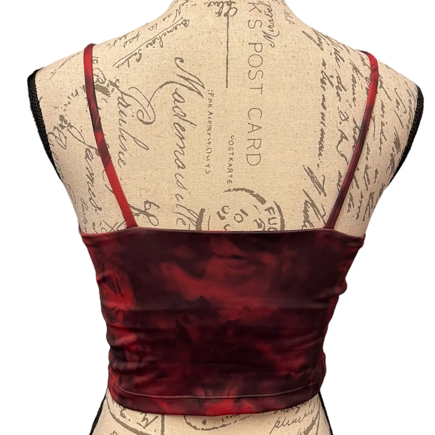 Oalka Red Black Tie Dye Workout Strap Sports Tank Bra Size X-Small - Image 2