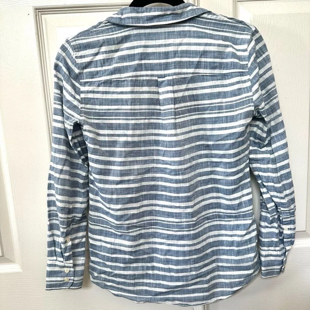 J.Crew striped gauze boy perfect fit blouse Blue Size XXS - Image 3