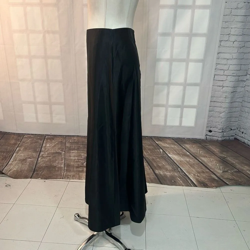 JS Collections Black satin dressy Full Length Maxi Skirt Size 4 - Image 4
