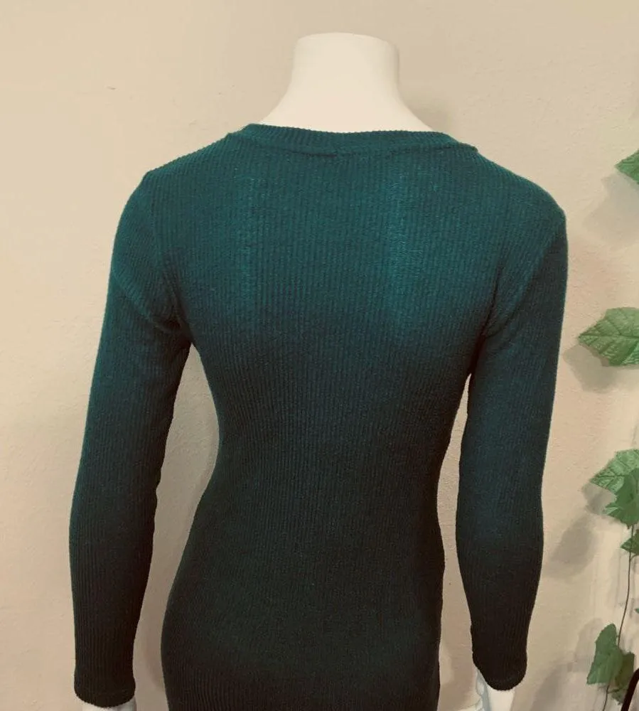 Heart Hips Green Sweater Henley Dress - Image 8
