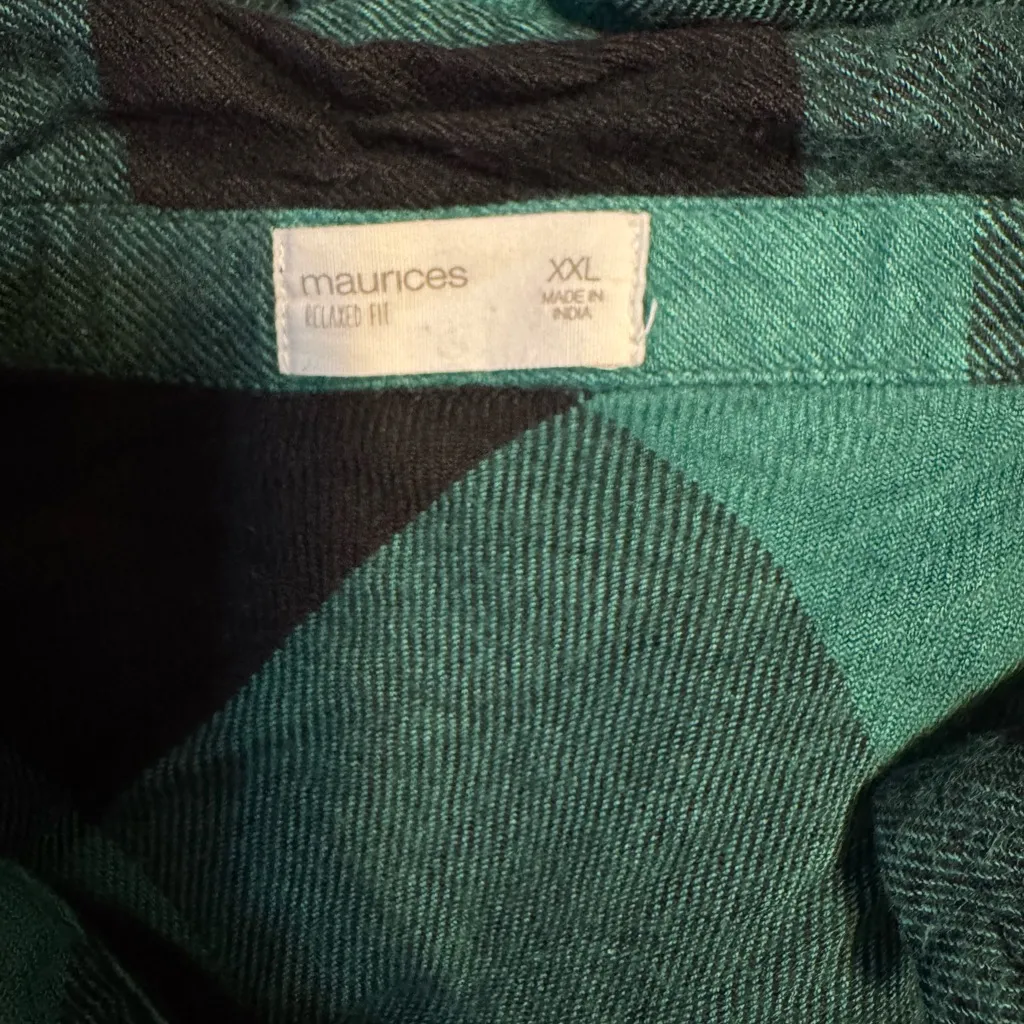 Maurice’s Green Black Buffalo Plaid Button Down Lightweight Flannel Size XXL - Image 5
