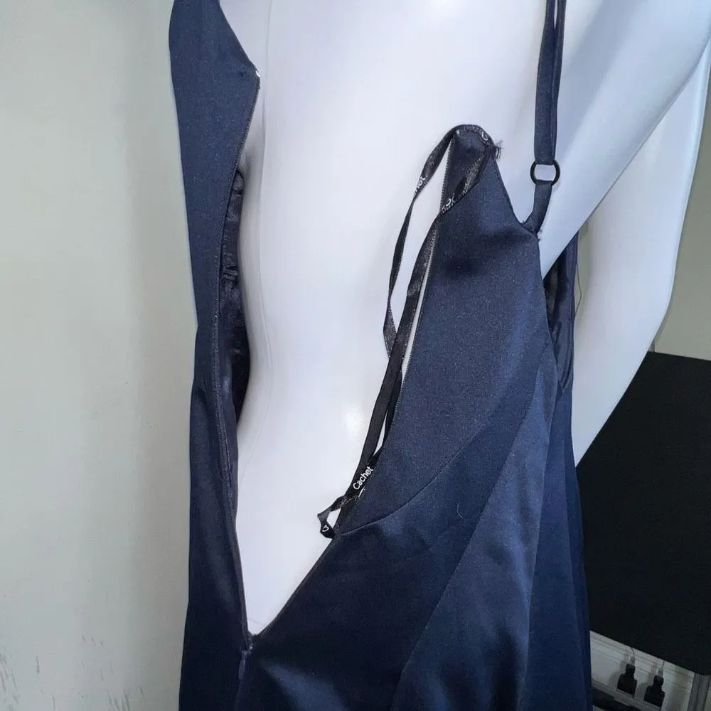 Cachet Vintage Low Back Navy Gown SIZE 4P Blue - Image 7