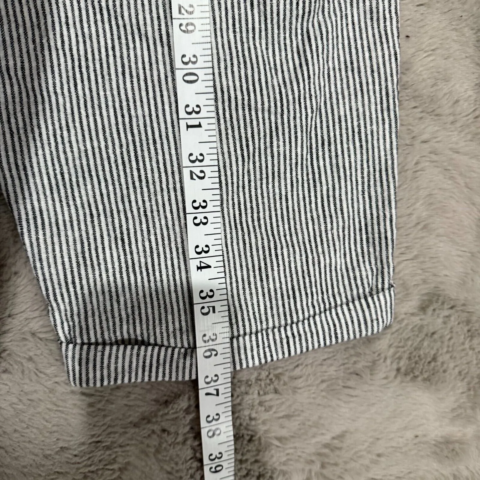 J.Crew Striped linen blend‎ drawstring pant Size 18 casual pull on beach crop White - Image 7