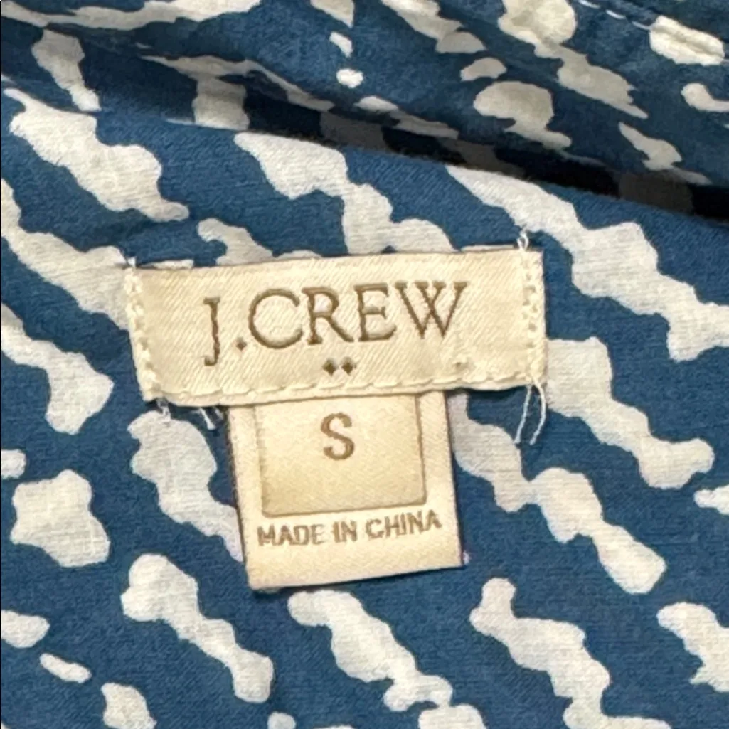J. Crew Factory Geo Diamond Blue/White Print Collared Popover Shirt size S Blue - Image 11
