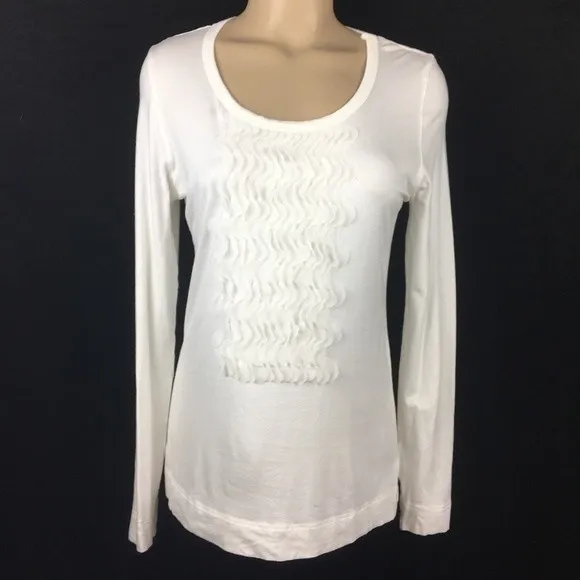 AKRIS Punto Ivory Ruffle Neck Long Sleeve Top 12 - Image 5
