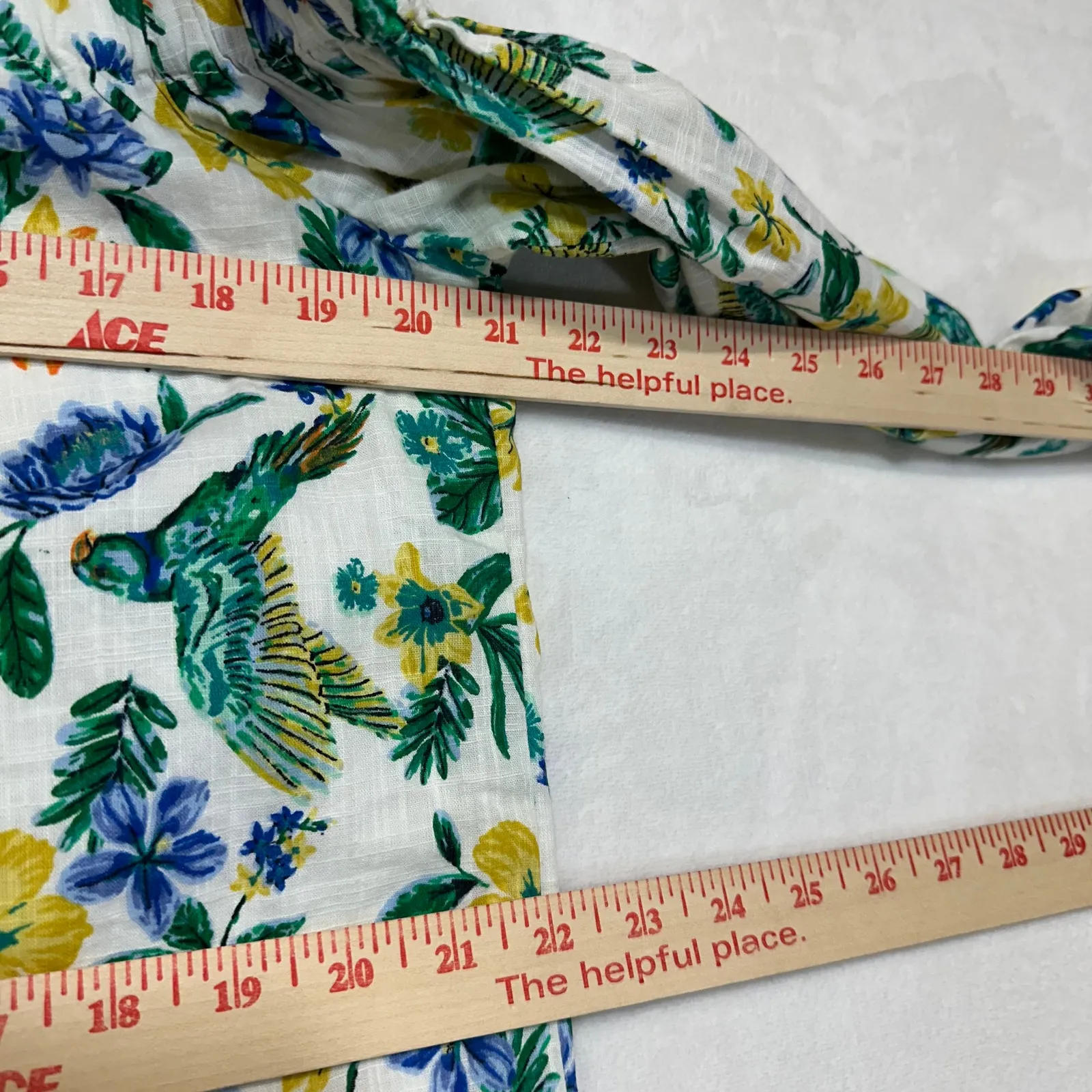 Old Navy Small Off-Shoulder 3/4 Dress Green/Blue Floral Birds Resort Summer Cute - Image 9