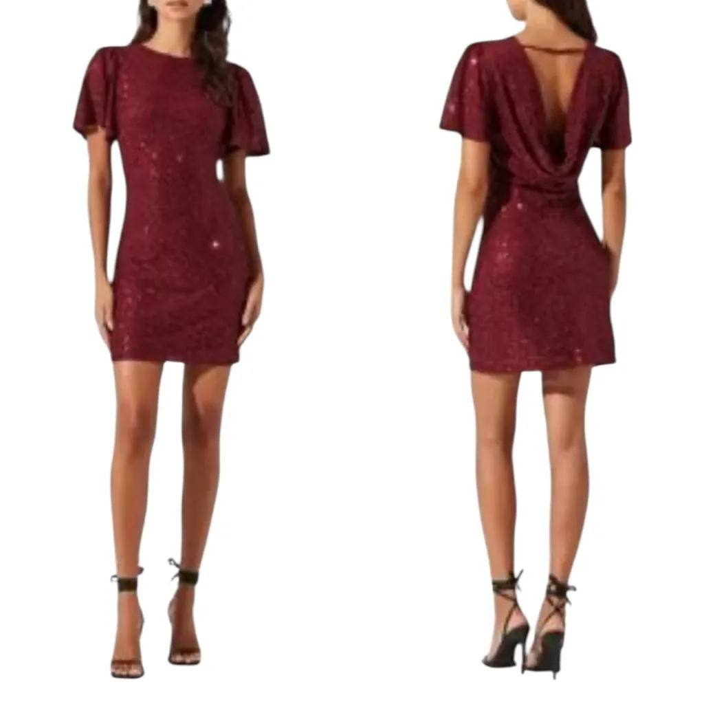 NEW ASTR the Label Sequin Mini Dress Size XS Sparkle Party Gala Sequin - Image 2