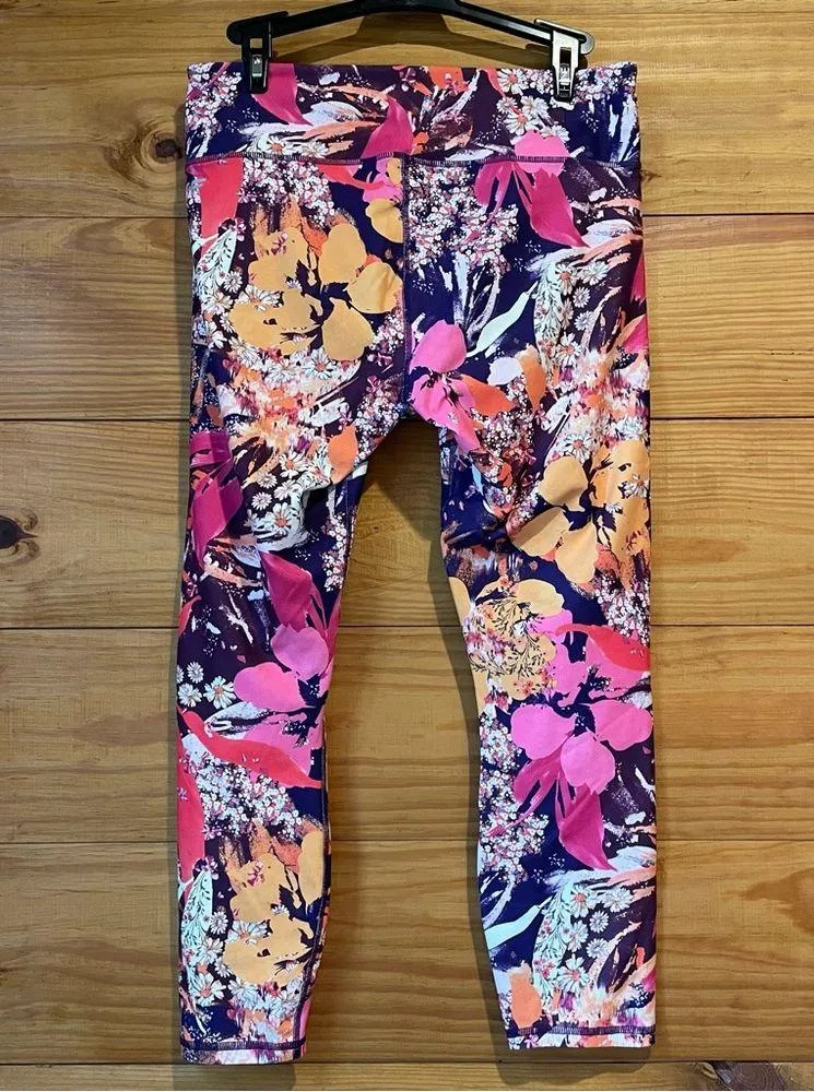Fabletics Floral Print Define Powerhold Mid Rise Activewear Workout Leggings - Image 4