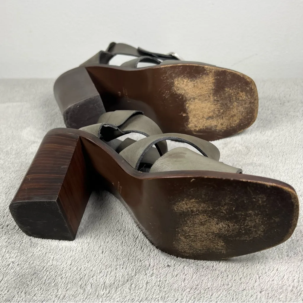 boemos Made in Italy Gray Leather Strappy 4” Block Heel size39. ordrA6 Size 8 - Image 6