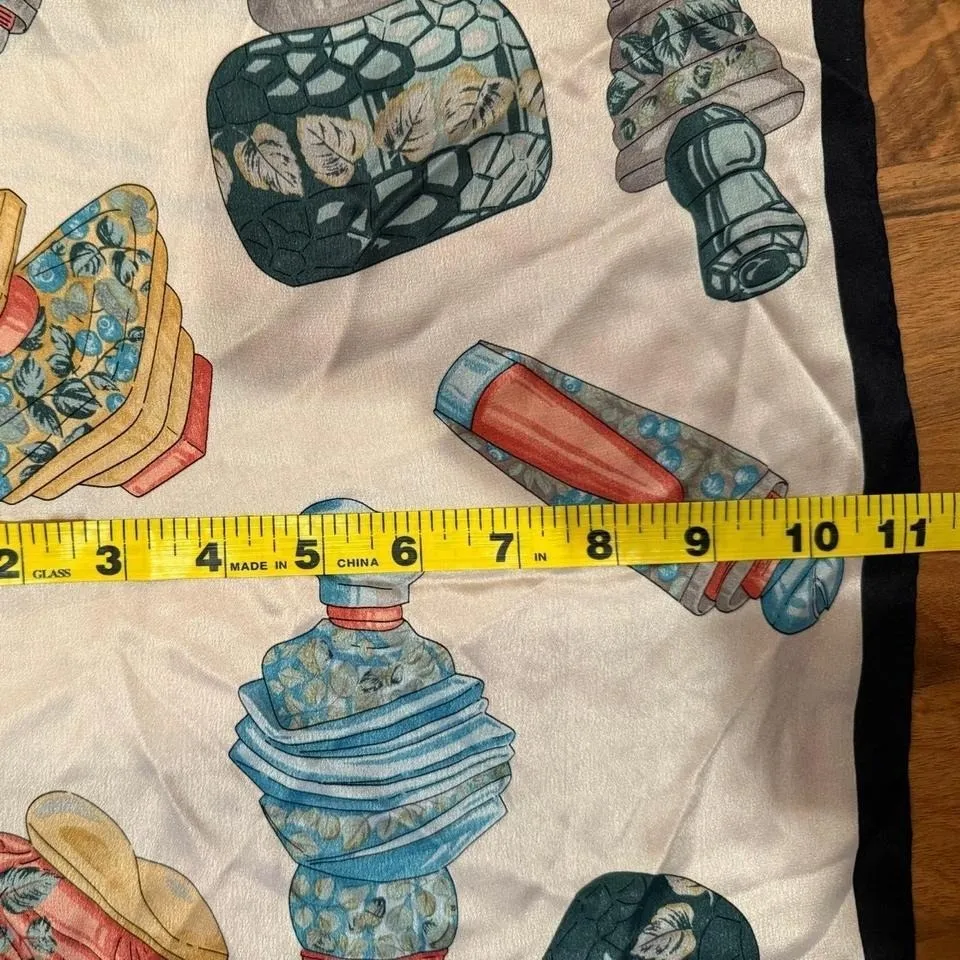 adrienne vittadini women perfume bottle novelty print scarf purse‎ silk vintage - Image 5