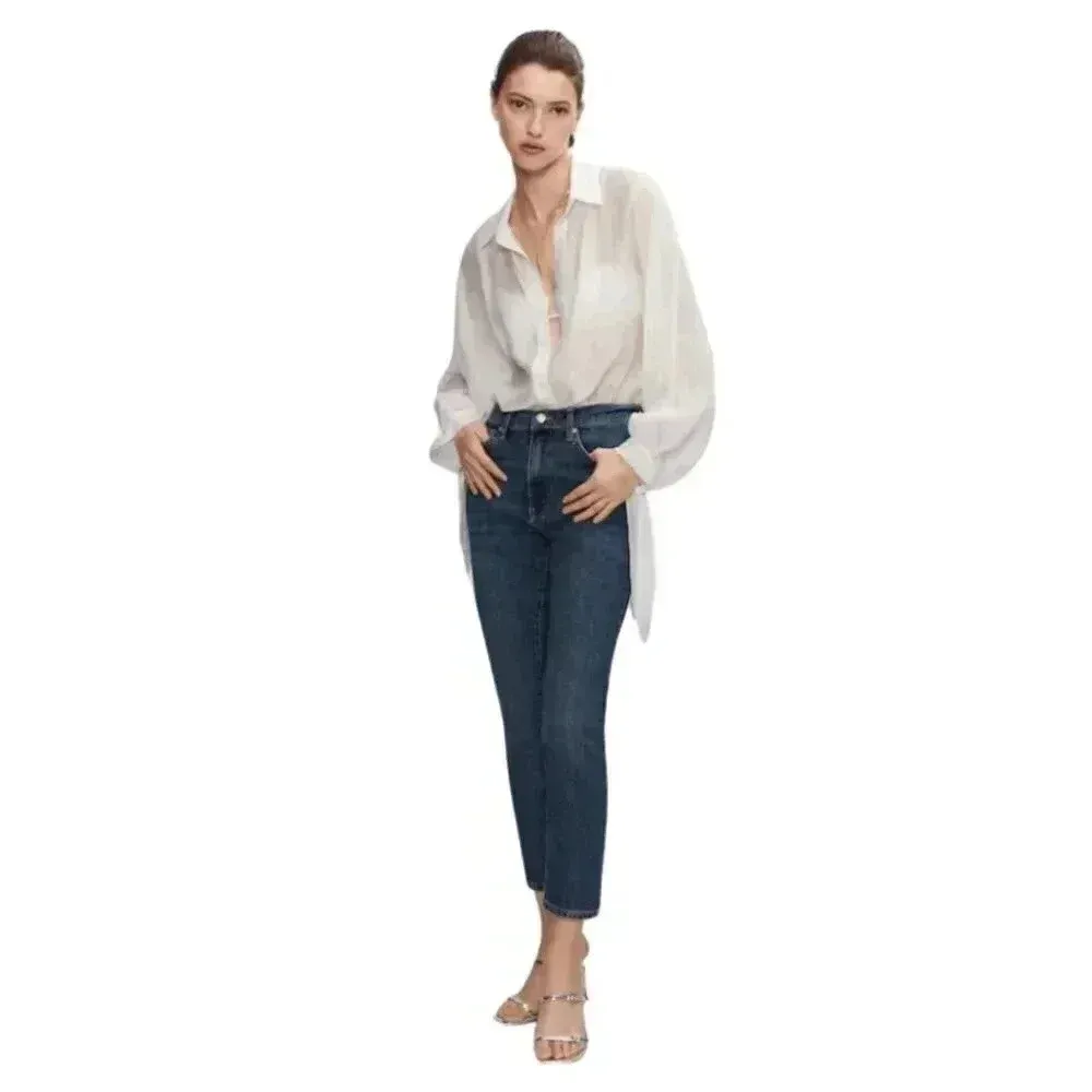 Mango MNG Slim Copped Dark Blue‎ Jeans NWT Plus 16 - Image 2