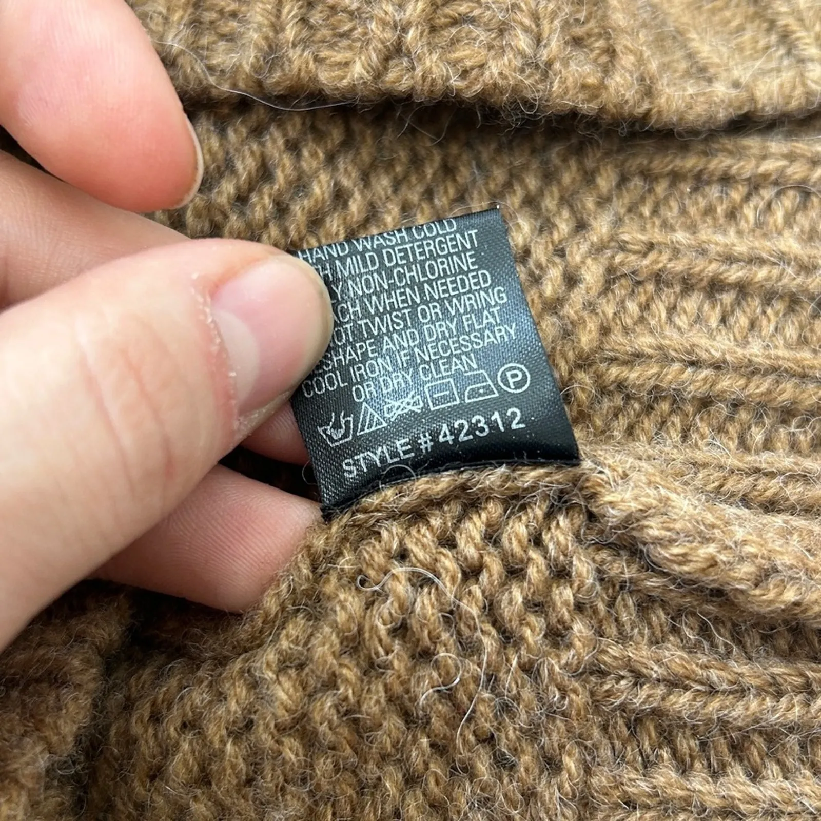 360 SWEATER Womens Size Small Merino Wool Alpaca Twee Chunky Earthy Cozy Winter Brown - Image 8