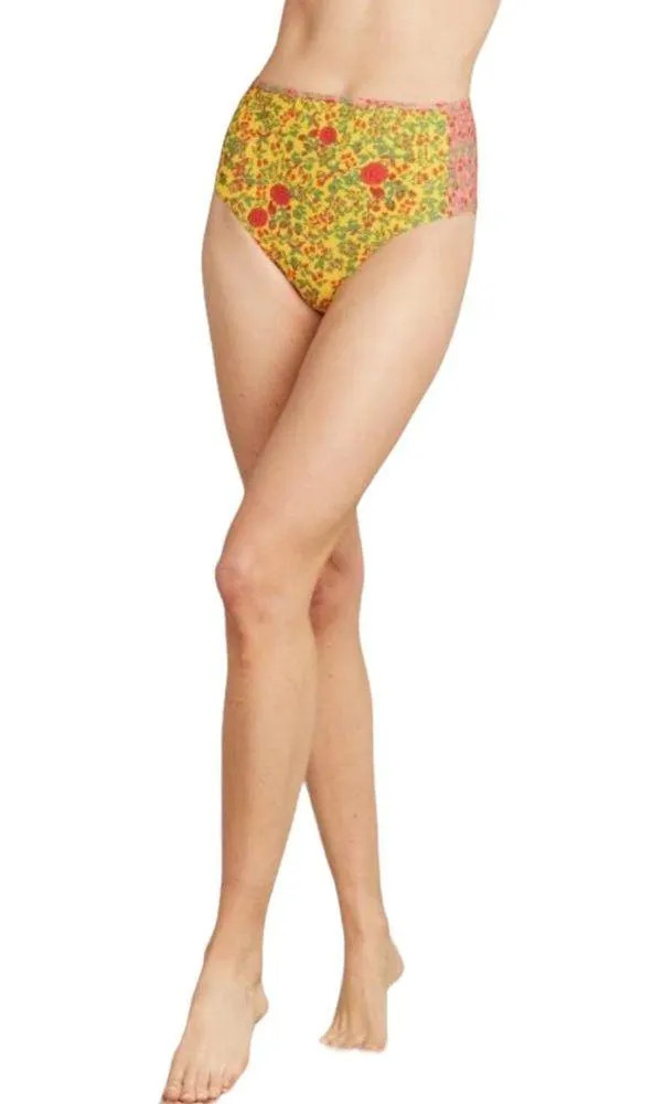 ROBERTA ROLLER RABBIT Rhody High Waist Bikini Bottom Floral Yellow Swimwear NWT - Image 2