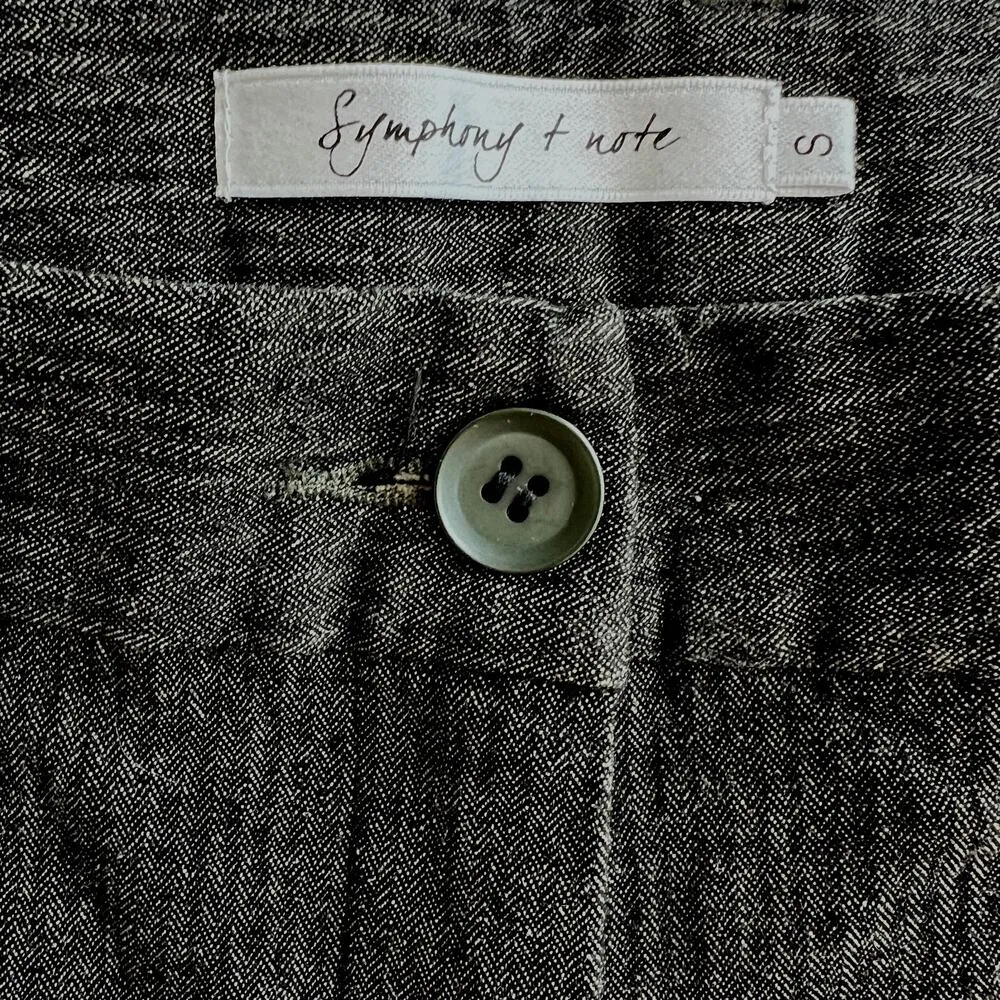 Symphony + Note Charcoal Gray Cotton Wide Leg Trouser Pants Fringe Accent Size S - Image 8