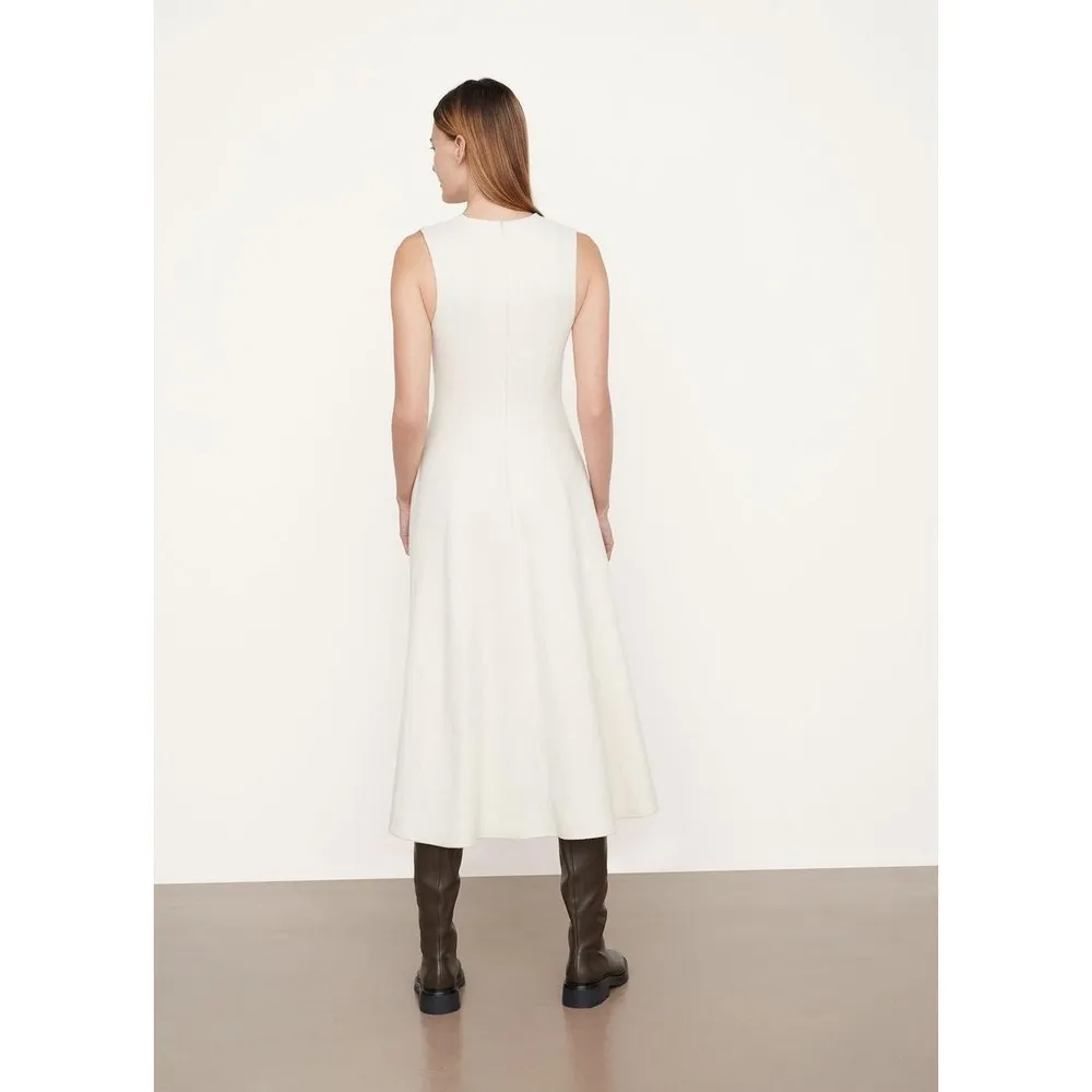 Vince Paneled Crewneck Sleeveless Cream Midi Dress Size 6 - Image 2
