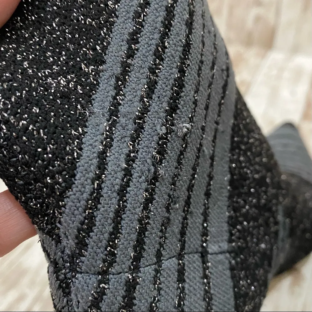 “Fenya” Metallic Pewter Multi Knit Sock Booties Size 6 - Image 14