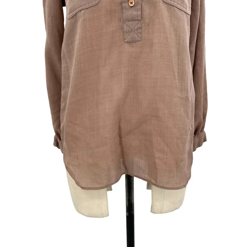 Givenchy for Chesa Vintage 1970s Tan Brown Button Down Collared Top Size US‎ 8 - Image 3