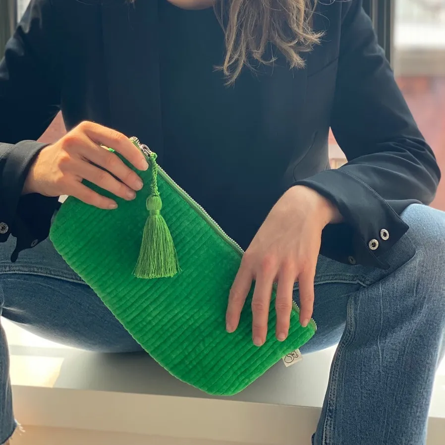 Quilted Koala Quilted Velvet Hold Me Clutch Electric Green New NWT Green - Image 2