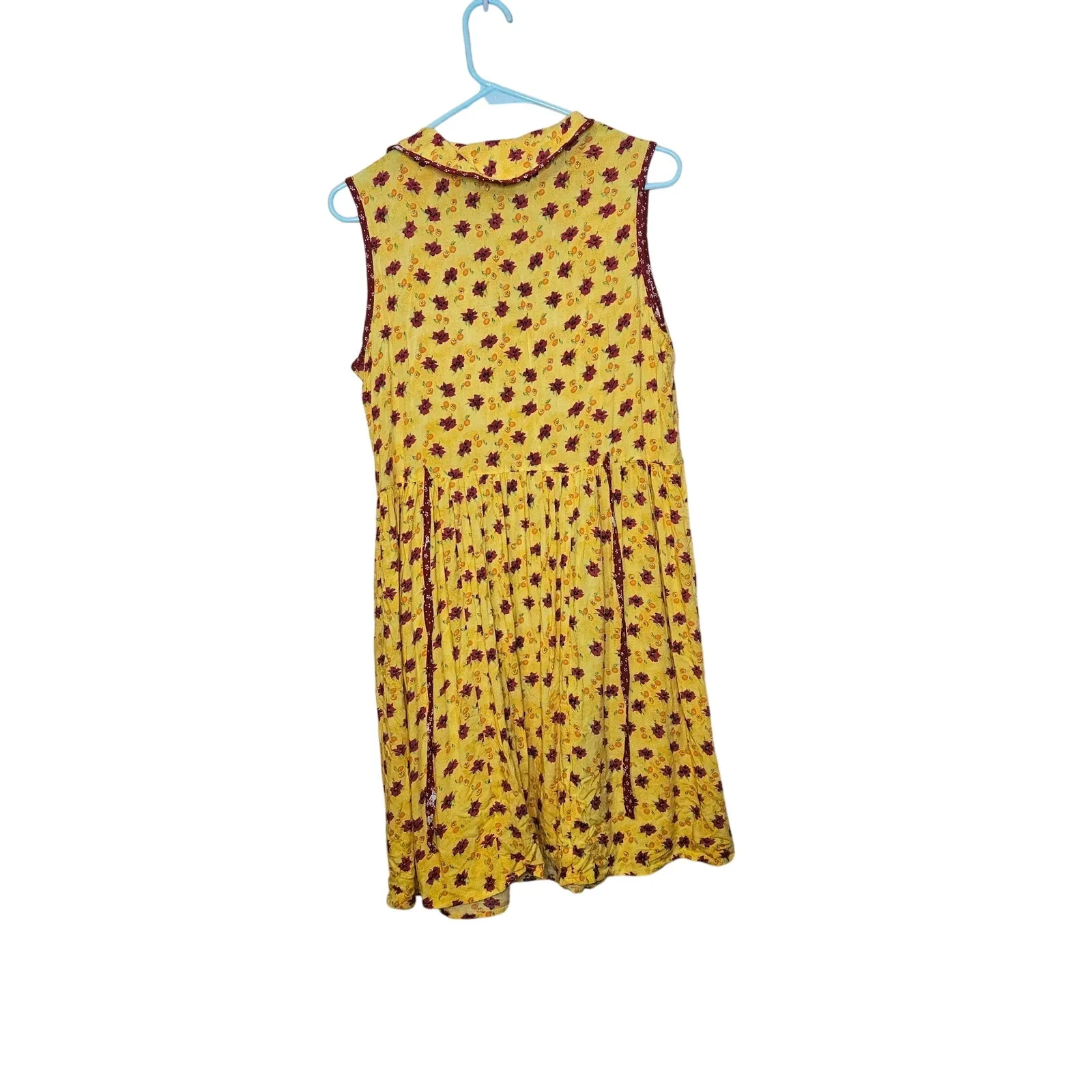 Dressing Clio Vintage Dress Yellow Red Size Medium M Floral Flower Summer Spring - Image 2
