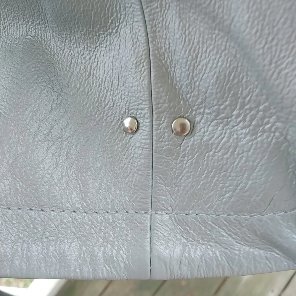 Nygard L Gray Silver Leather Zip Front  Sweater Jacket - Image 7