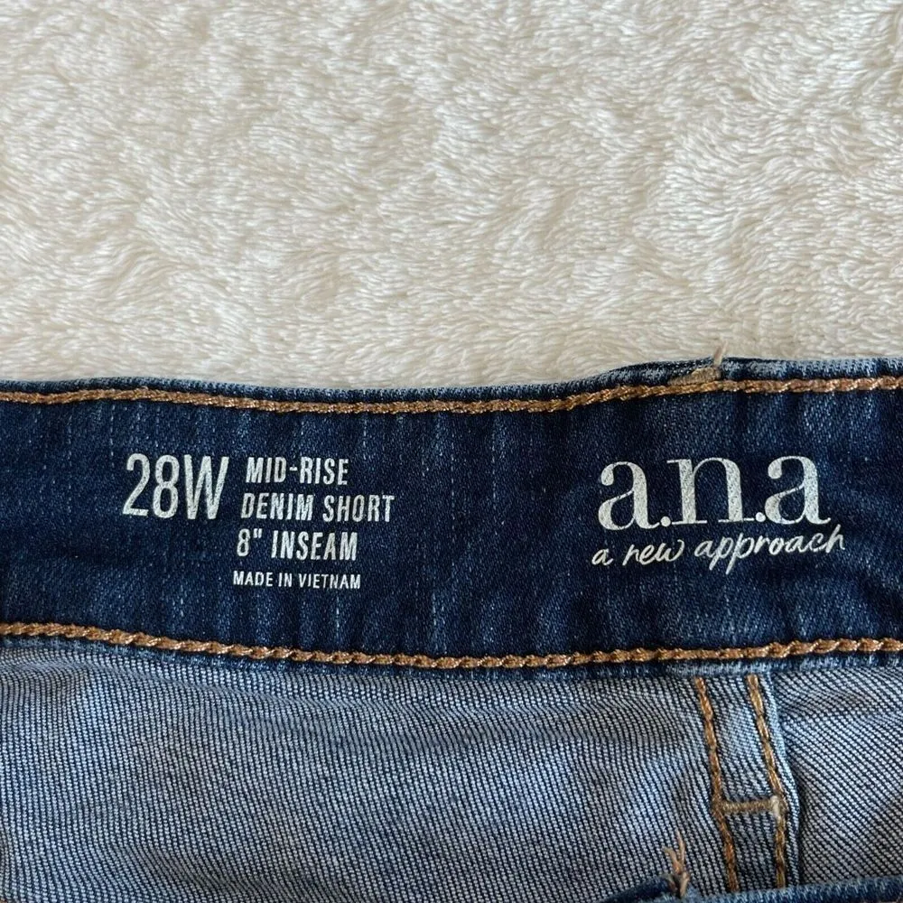 a.n.a Denim Shorts Womens 28W Blue Cuffed MidRise Classic Stretch Casual Comfort - Image 4
