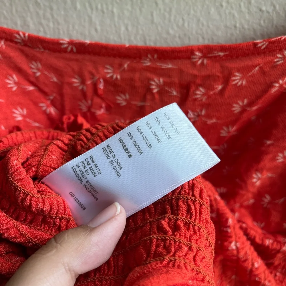 Urban Outfitters off the shoulder red orange floral long sleeve crop top - Image 6