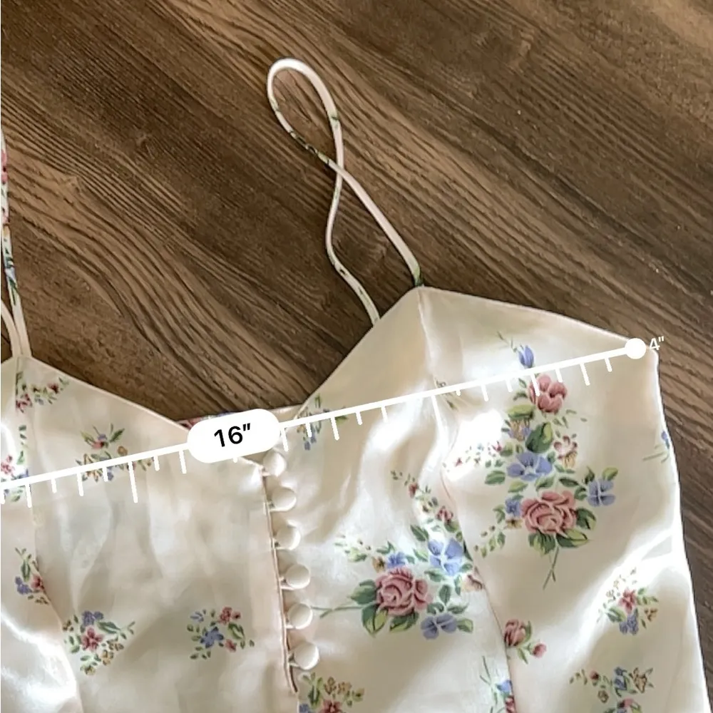 Satin floral vintage 90s slip baby pink dress romper Size M - Image 4