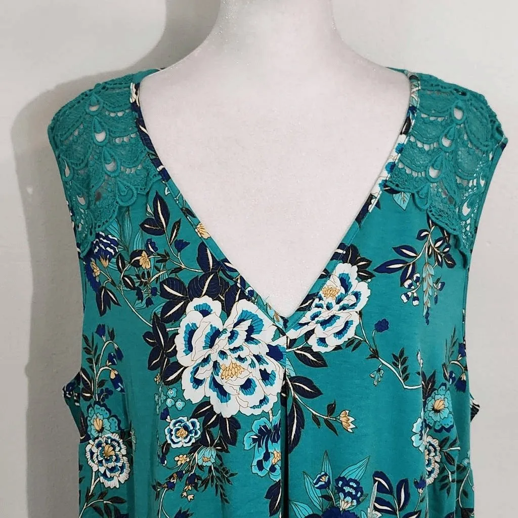 Daniel Rainn Turquoise Blue Floral Blouse NWT Size 2X Plus Size Blue Blouse - Image 2