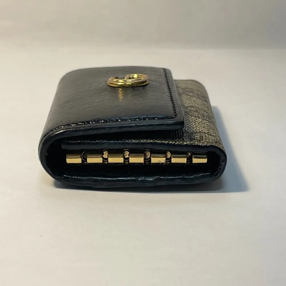 Gucci Dollar Calfskin Marmont 6 Key Holder Case Black/Beige - Preowned - Image 3