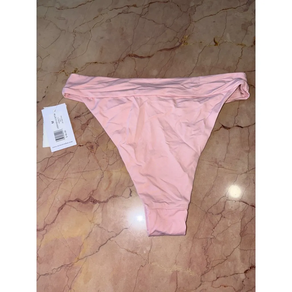 WeWoreWhat Cheeky High Leg Bikini Bottom in Solid Baby Pink Medium New Womens - Image 6