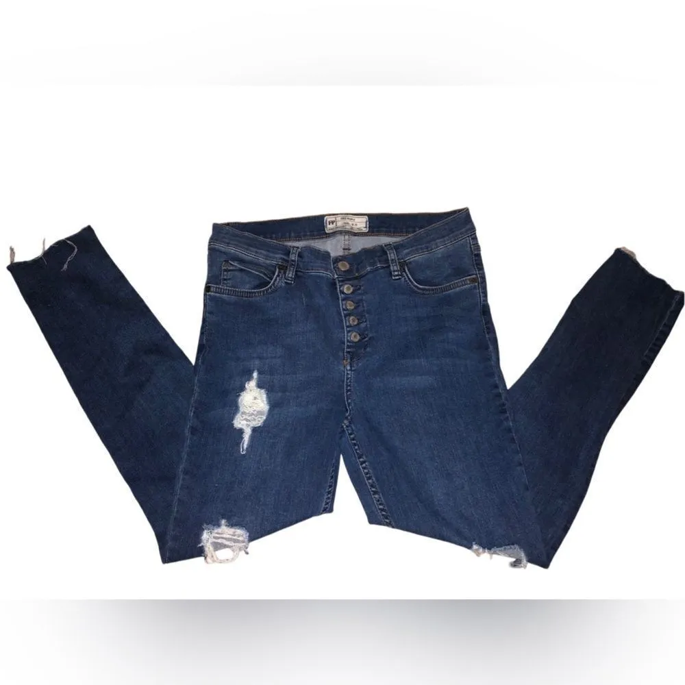 Free people high waisted denim raw hem jeans size 29 - Image 2