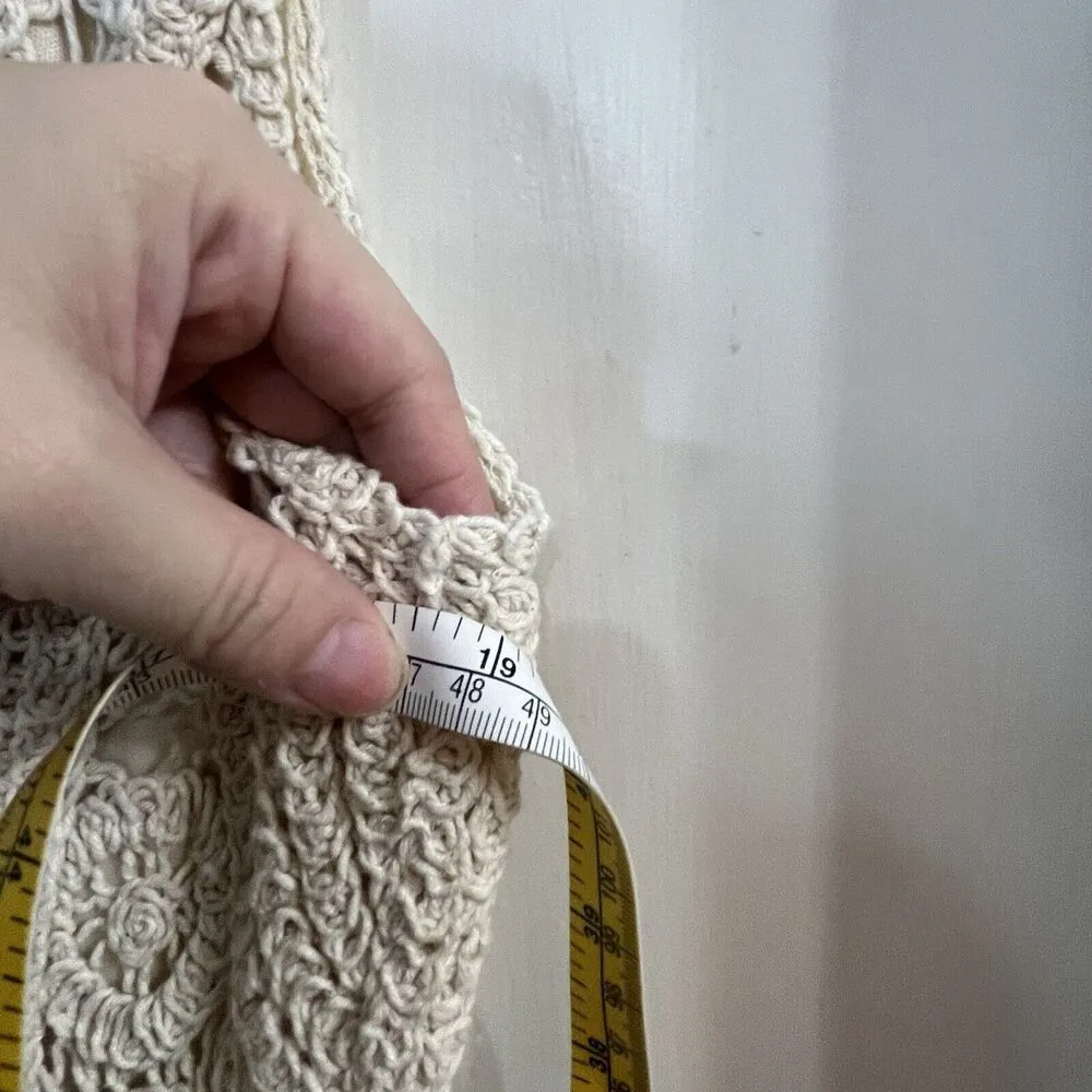 Cato Womens XS Ivory Beige Knee-Length Crochet ASYMMETRICAL Dress Boho - Image 9