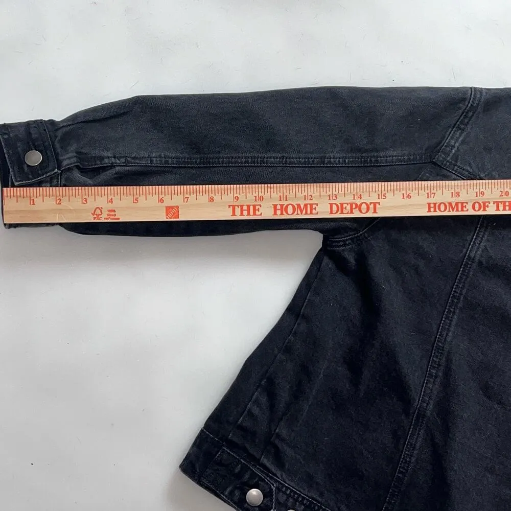 Forever 21 Women's Black Studded Denim Jacket Size L Casual - Image 9