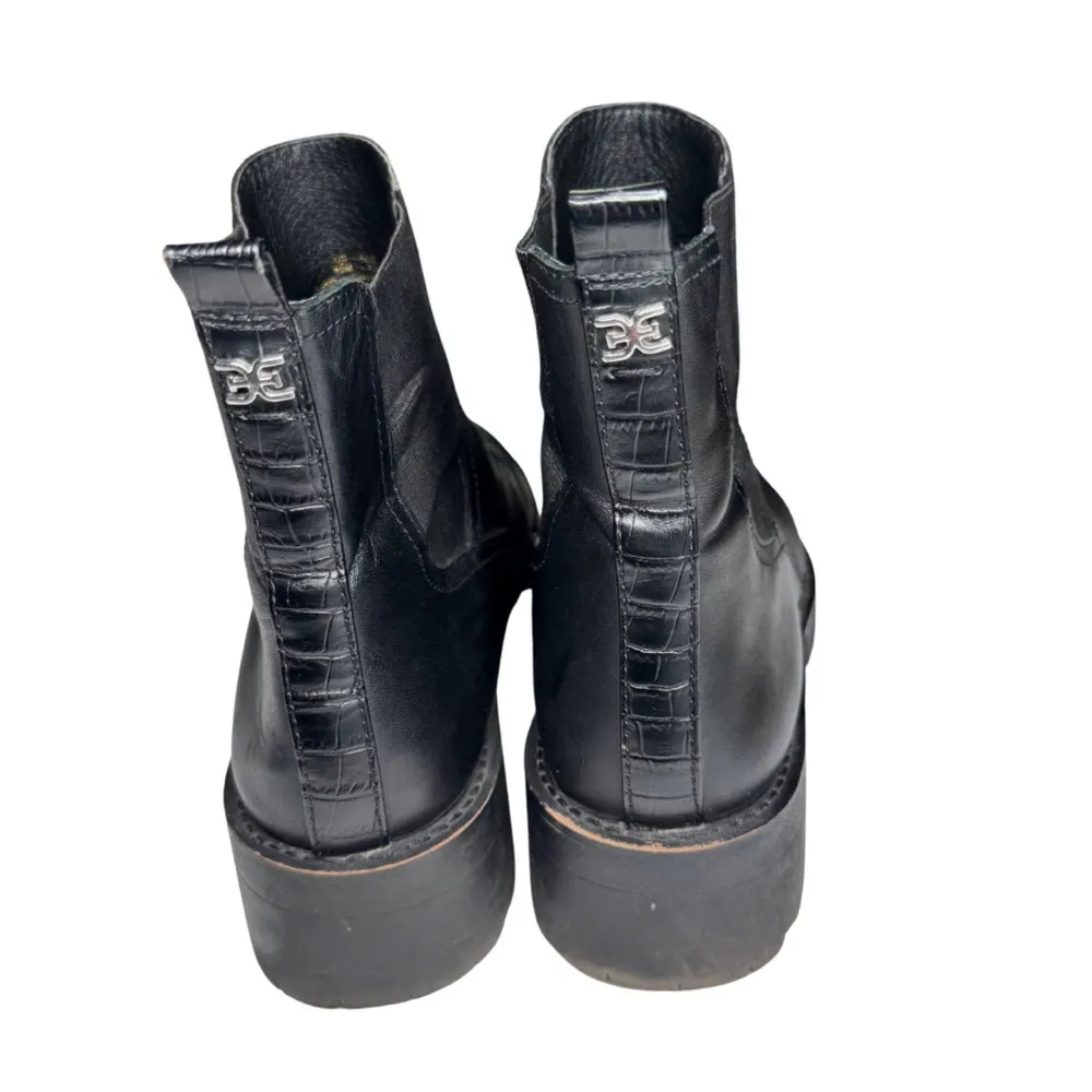 Sam Edelman Justina Chelsea Black Ankle Boots with Platform Sole 10 leather moto - Image 4