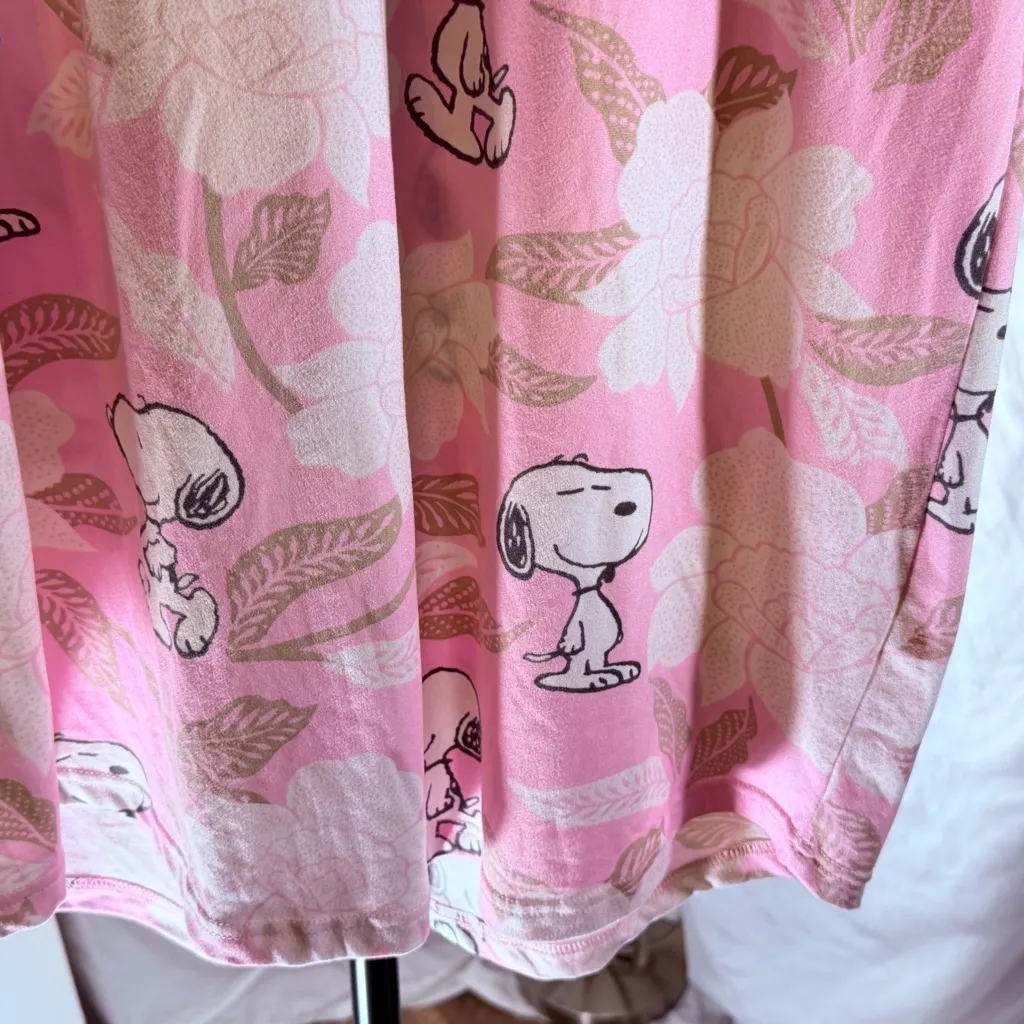 Munki Munki Pink Peanuts Sleep T-Shirt Snoopy Size Large Cozy Cotton - Image 7