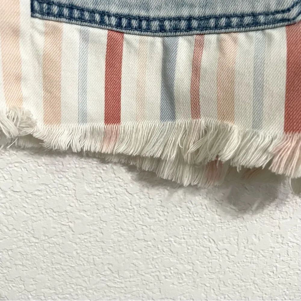 American Eagle Womens Shorts Mom Fit Multicolor Striped Frayed Hem Size 2 - Image 8