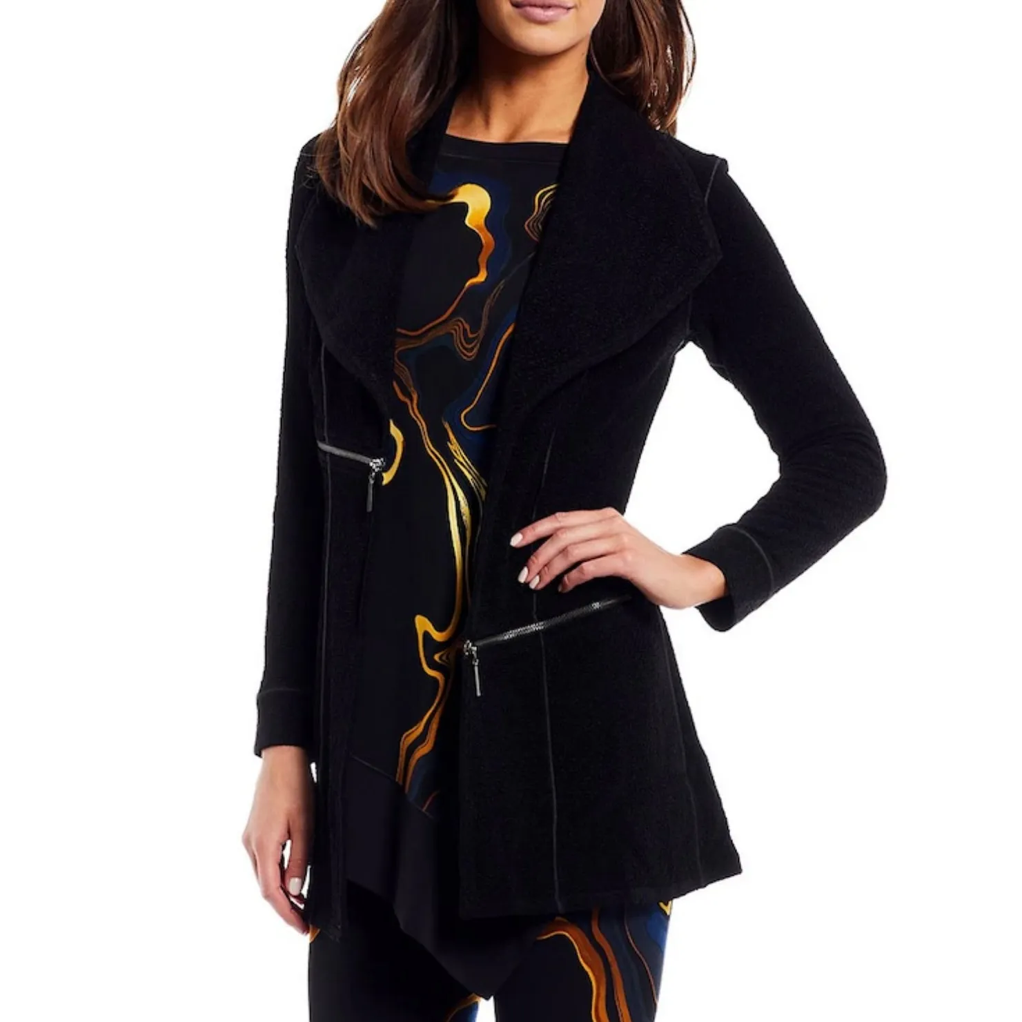 Eva Varro Barcelona Claret Red Pebble Textured Knit Open Lapel Long Jacket Small - Image 8