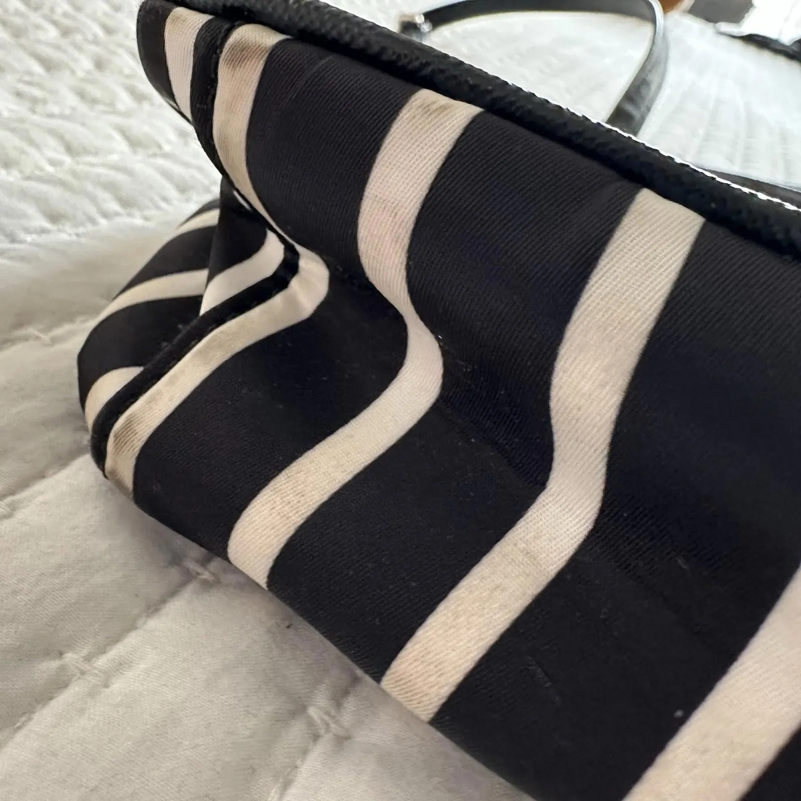 Kate Spade New York Black & White Striped Small Backpack - Image 11