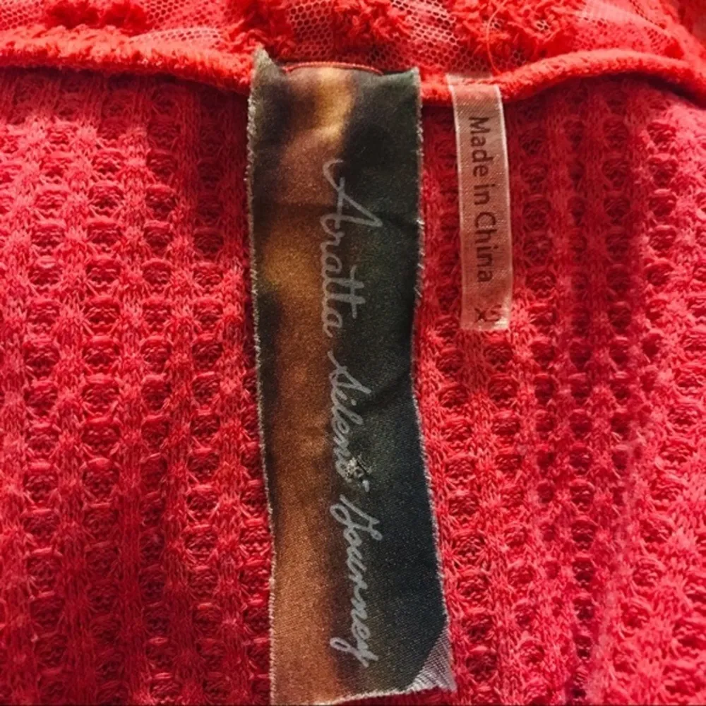 Anthropologie Aratta‎ Silent Journey Stories of shawl orange waffle Cardigan XS - Image 3